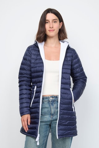 Doudoune longue réversible Moscou - Blanc et bleu marine