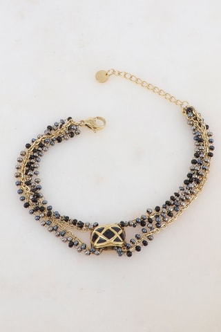 Bracelet multirangs - Noir et gris