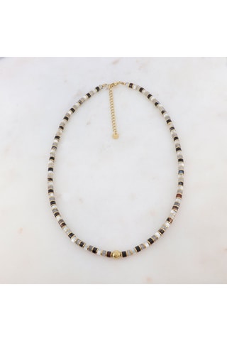 Collier Onyx, agates et nacre