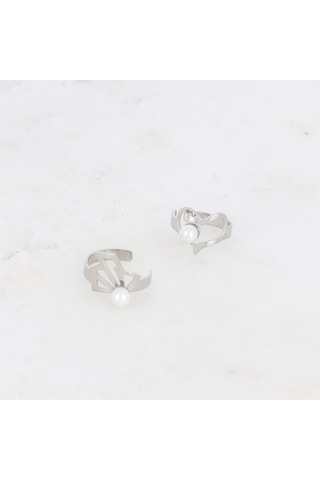 2 earcuffs - Argenté et blanc