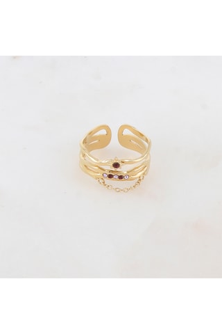 Bague - Doré et bordeaux
