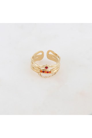 Bague - Doré et rouge