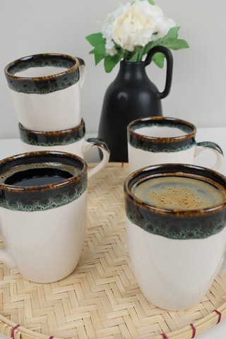 6 mugs en grès - 36 cl