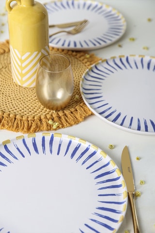 6 assiettes plates en céramique - 28 cm