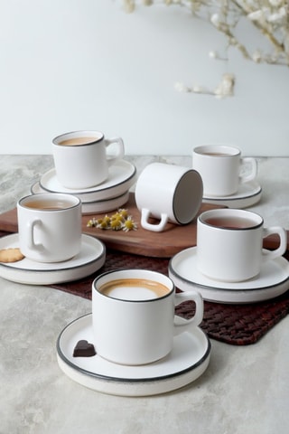 Service à thé en grès cérame - 6 personnes