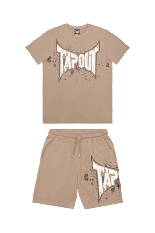 T-shirt e calções regular - Castanho