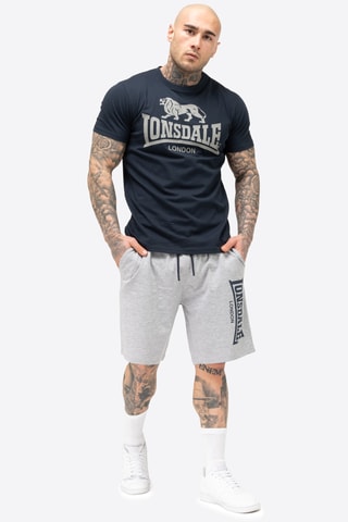 T-shirt regular e calções regular - Azul-marinho e cinzento-claro mesclado