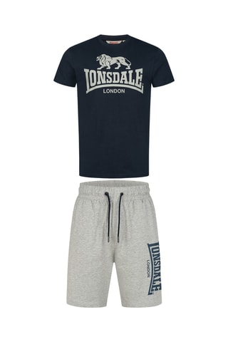 T-shirt regular e calções regular - Azul-marinho e cinzento-claro mesclado