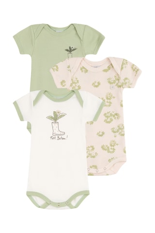 3 bodys - Blanc et vert clair