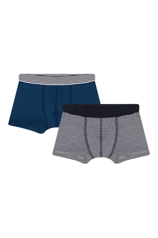 2 boxers - Bleu pétrole et blanc