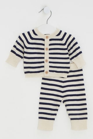 Gilet et pantalon en laine - Bleu marine et blanc