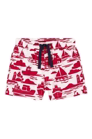Short de bain - Blanc et rouge