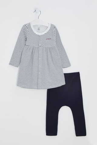 Robe et legging - Blanc et bleu nuit