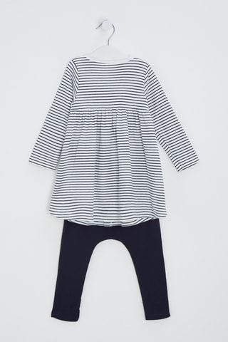 Robe et legging - Blanc et bleu nuit