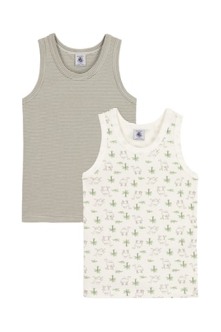 2 débardeurs - Kaki et blanc