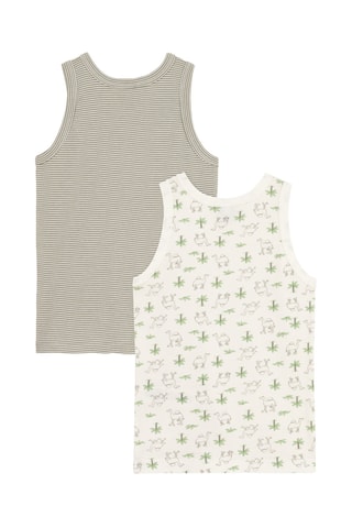 2 débardeurs - Kaki et blanc