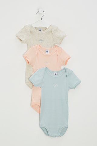 3 bodys - Ciel, rose et beige