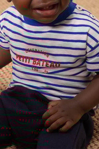 T-shirt - Gris clair chiné et bleu roi