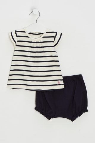T-shirt et bloomer - Ecru et bleu marine