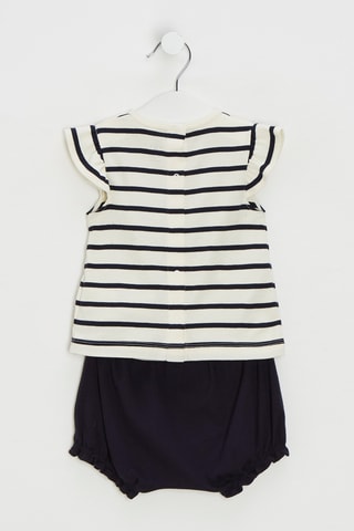 T-shirt et bloomer - Ecru et bleu marine