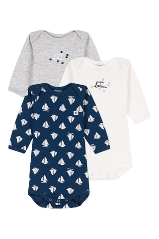 3 bodys - Bleu marine et blanc