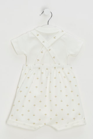 Body et salopette - Blanc et marron clair