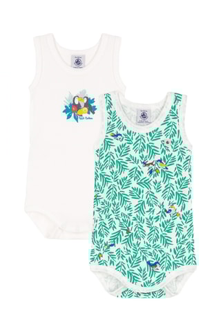 2 bodys - Blanc et vert clair