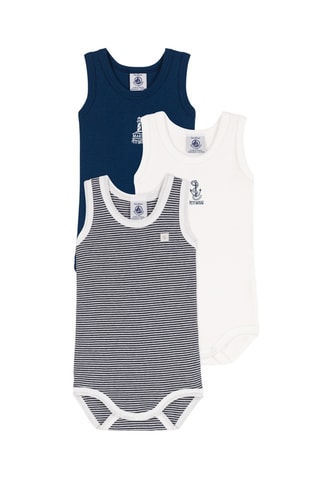 3 bodys - Bleu marine et blanc