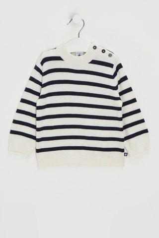 Pull en laine mélangée - Blanc et bleu marine