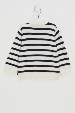 Pull en laine mélangée - Blanc et bleu marine