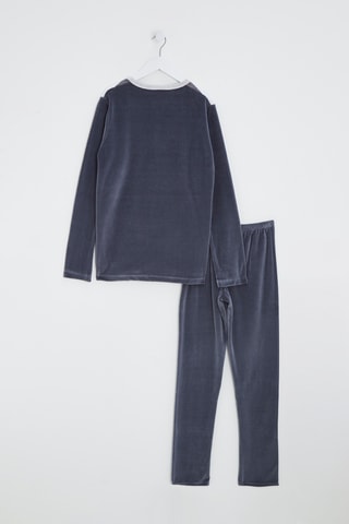 Pyjama en velours - Bleu marine et blanc