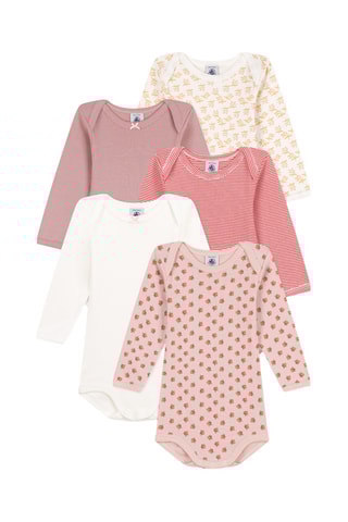 5 bodys - Ecru, rouge et vieux rose