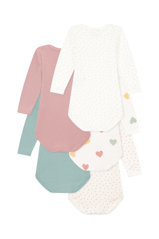 5 bodys - Ecru, vieux rose et vert menthe