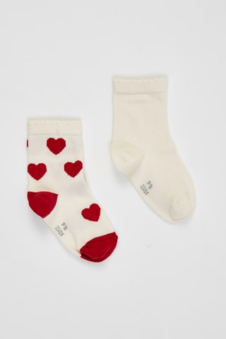 2 paires de chaussettes - Ecru et bordeaux