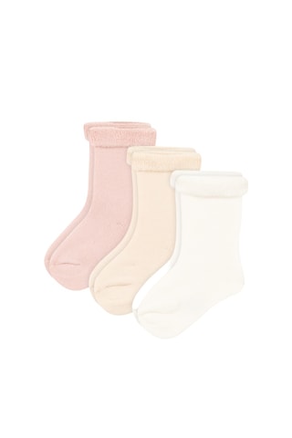 3 paires de chaussettes - Saumon, beige et écru
