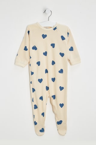 Grenouillère - Ecru et bleu foncé