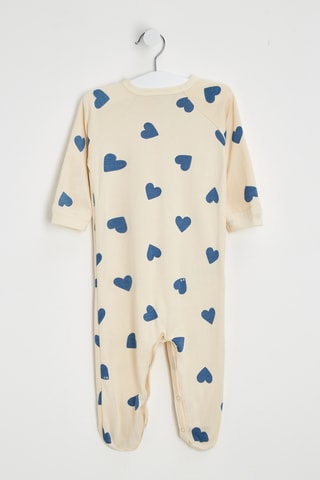 Grenouillère - Ecru et bleu foncé