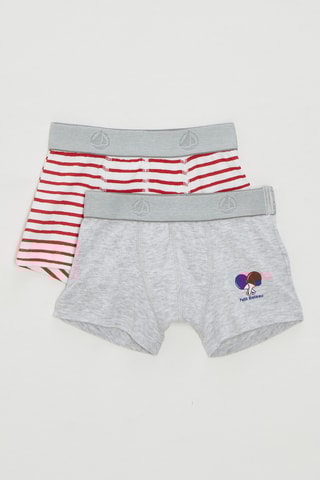 2 boxers - Gris chiné et rouge