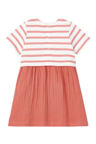 Robe à manches courtes Rose et blanc