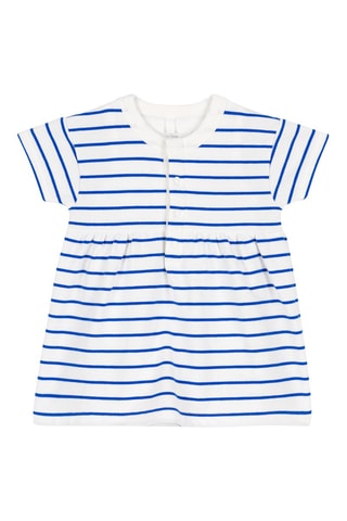 Robe à manches courtes Blanc et bleu