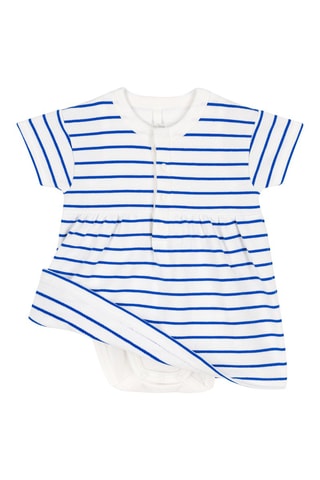 Robe à manches courtes Blanc et bleu