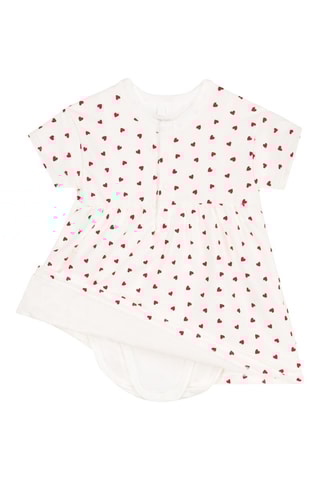 Body-robe à manches courtes Blanc et rouge