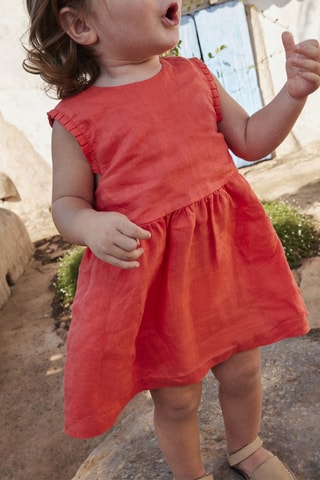 Robe en lin sans manches. Orange