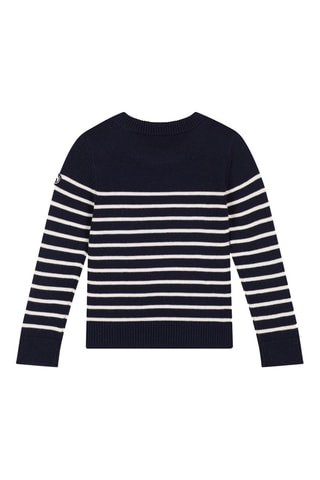 Pull en laine mélangée à manches longues. Bleu marine et blanc