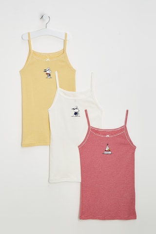 3 débardeurs Snoopy - Jaune, blanc et rouge