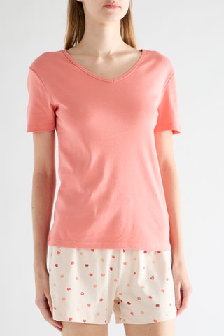 Pyjama - Corail et blanc