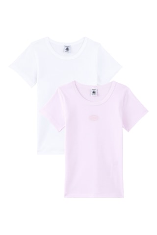 2 t-shirts - Blanc et rose
