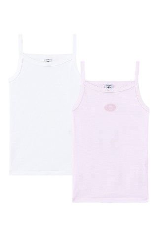 2 débardeurs - Blanc et rose