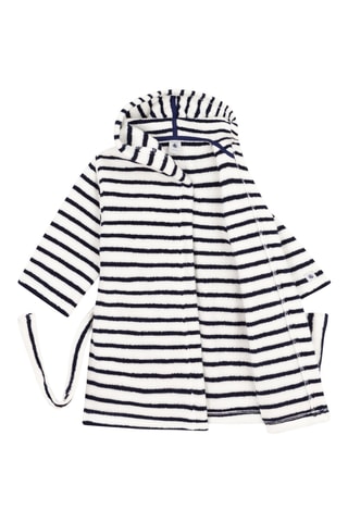 Peignoir à capuche - Blanc et bleu marine