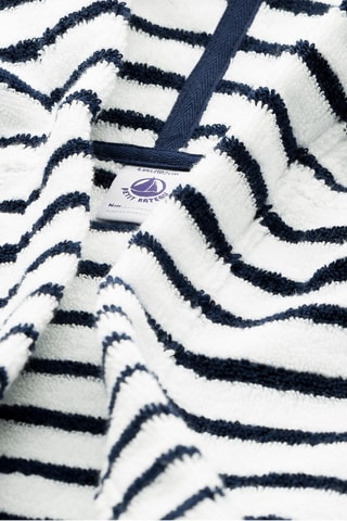 Peignoir à capuche - Blanc et bleu marine